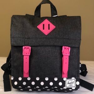 NWT Herschel Survey Backpack Black Polka Dot Pink